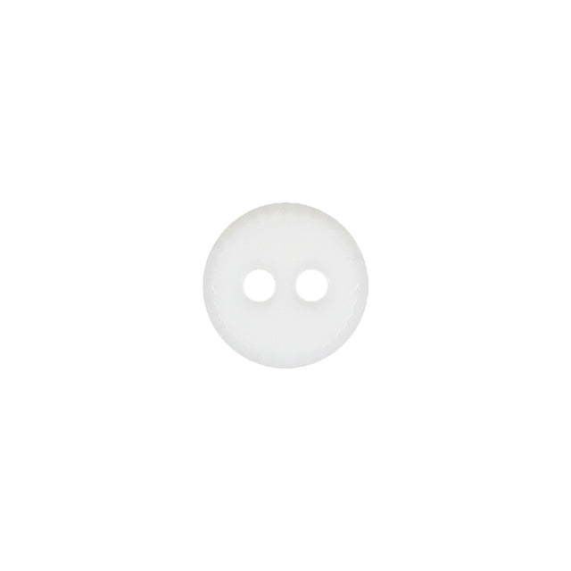 White Sawtooth Rim Plastic 2-Hole Button - 18L/11.5mm