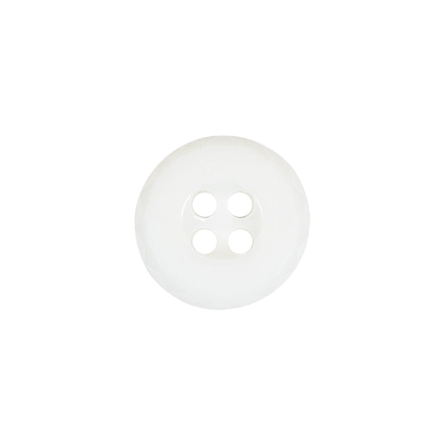 Italian White Faceted 4-Hole Nylon Button - 24L/15mm
