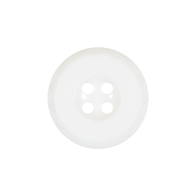 Italian White Faceted 4-Hole Nylon Button - 33L/21mm