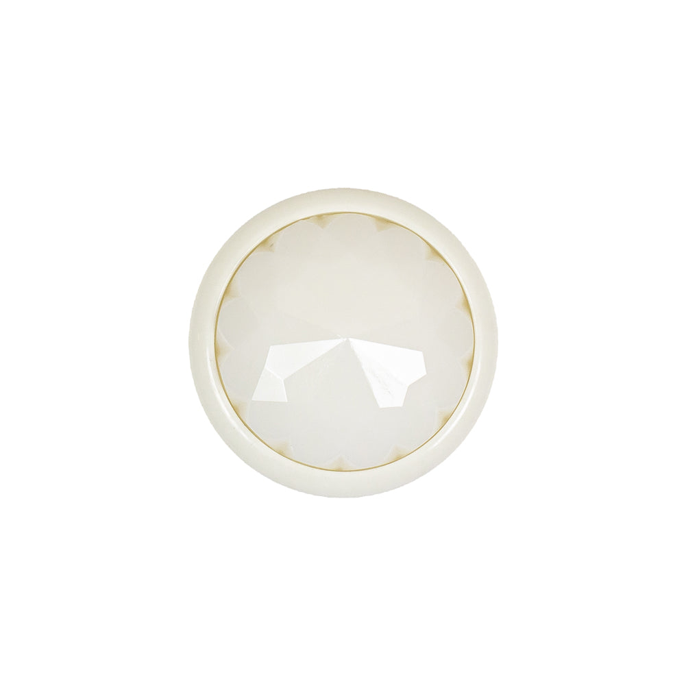 Italian White Faceted Dome Self Back Plastic Button - 30L/19mm