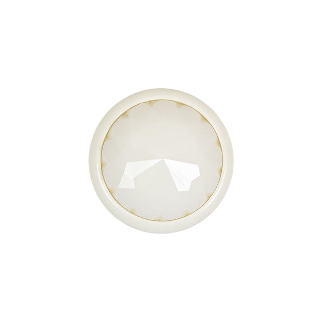 Italian White Faceted Dome Self Back Plastic Button - 30L/19mm