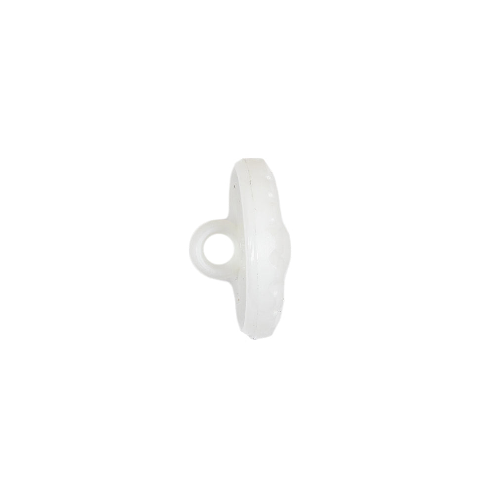 Italian White Faceted Center Floral Molded Shank Back Plastic Button - 24L/15mm Folded