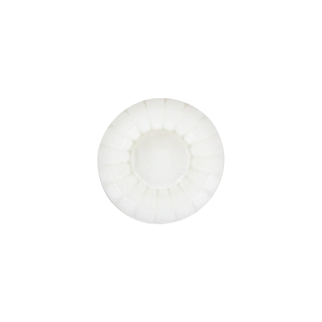 Italian White Faceted Center Floral Molded Shank Back Plastic Button - 24L/15mm