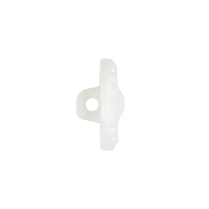 Italian White Faceted Center Floral Molded Shank Back Plastic Button - 30L/19mm Folded