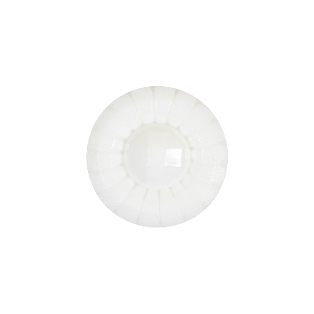 Italian White Faceted Center Floral Molded Shank Back Plastic Button - 30L/19mm