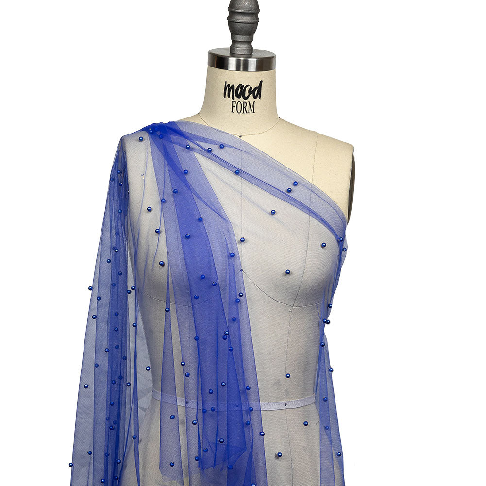 Beaded Tulle - Cobalt - Sylvie Collection - Drape