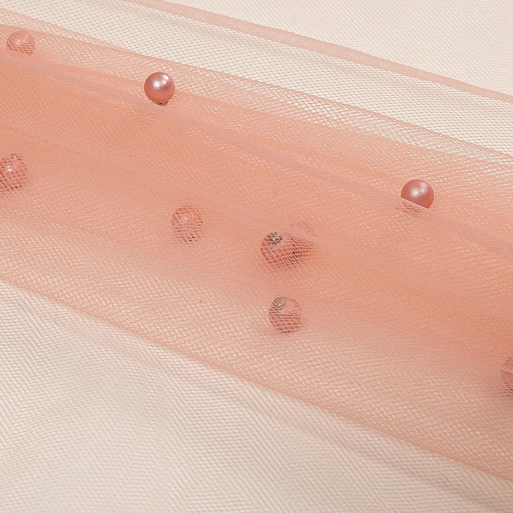 Beaded Tulle - Coral Haze - Sylvie Collection - Folded