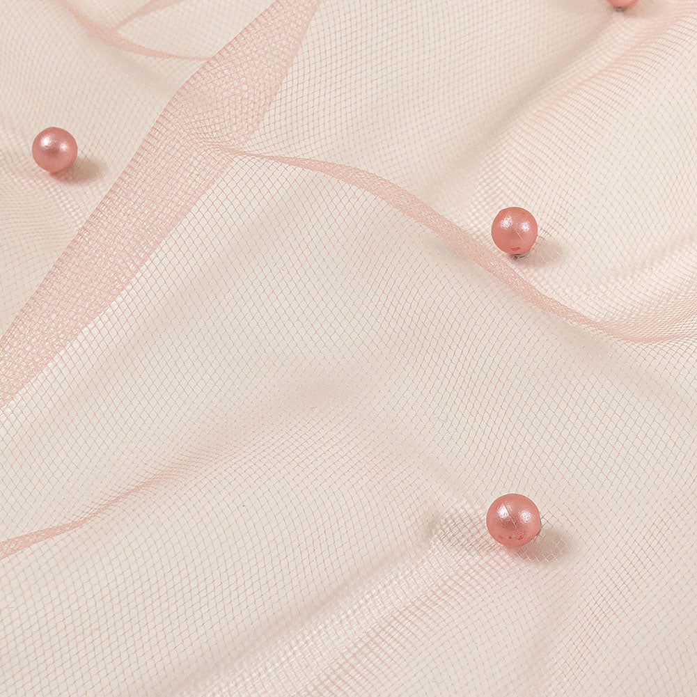 Beaded Tulle - Coral Haze - Sylvie Collection - Detail