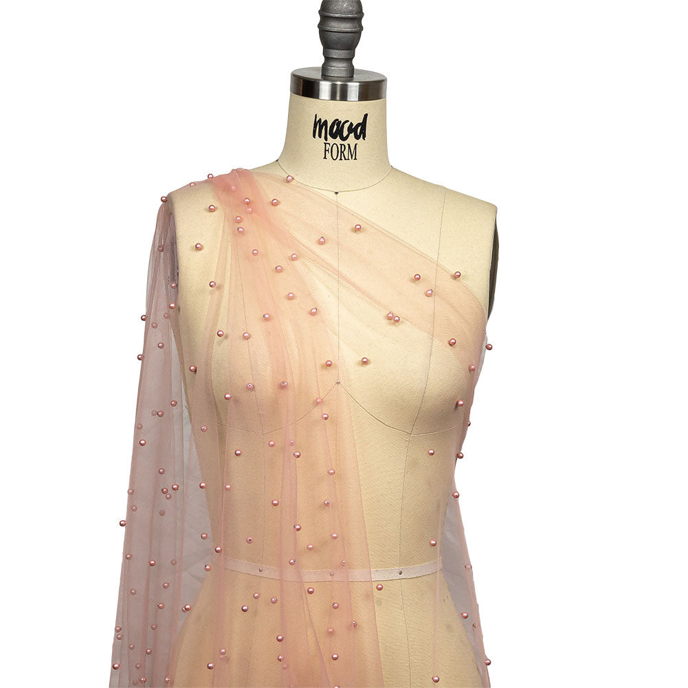 Beaded Tulle - Coral Haze - Sylvie Collection - Drape