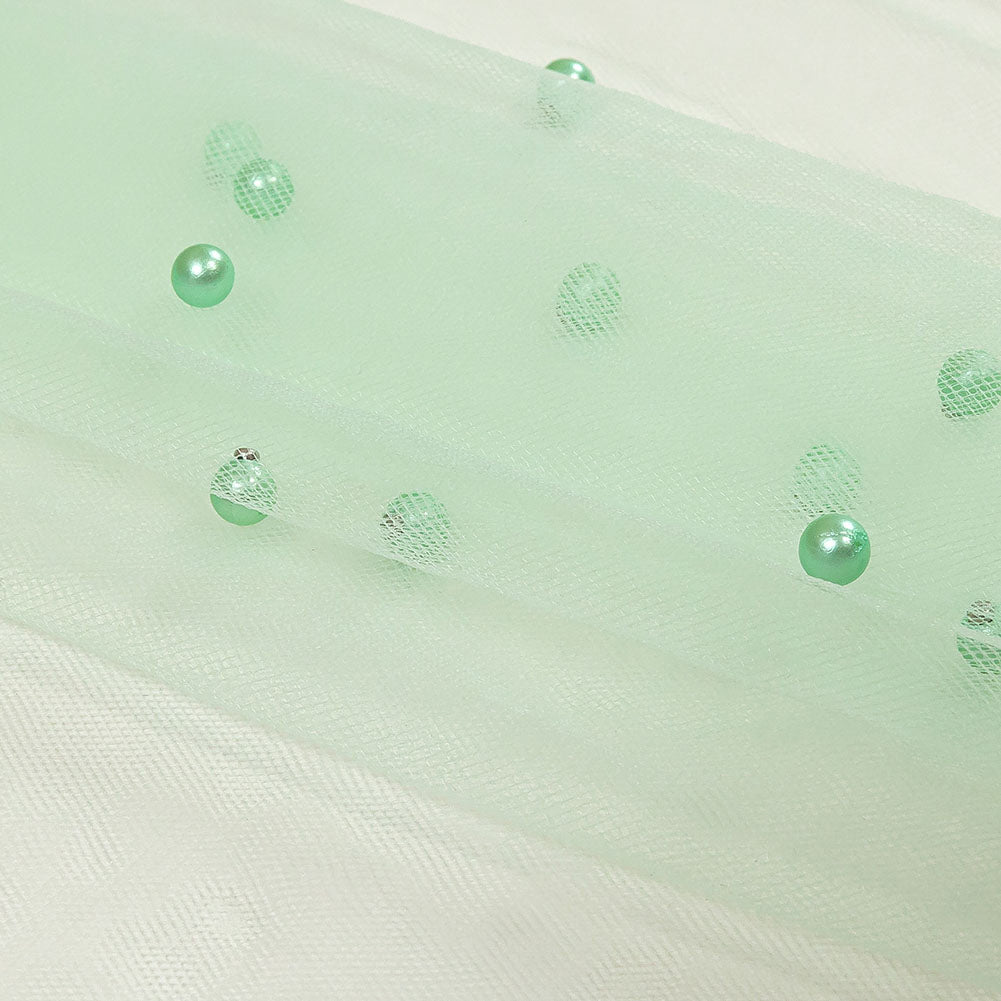 Beaded Tulle - Aqua - Sylvie Collection - Folded