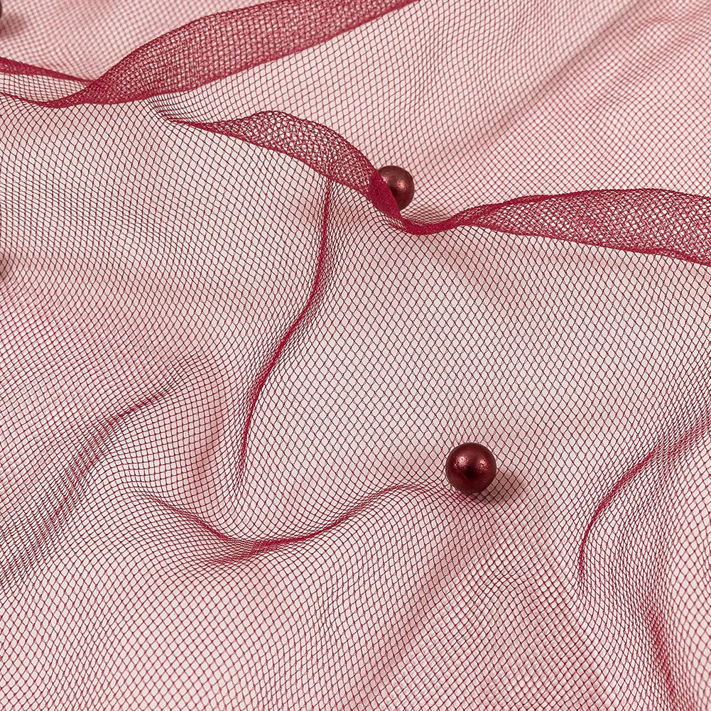 Beaded Tulle - Burgundy - Sylvie Collection - Detail