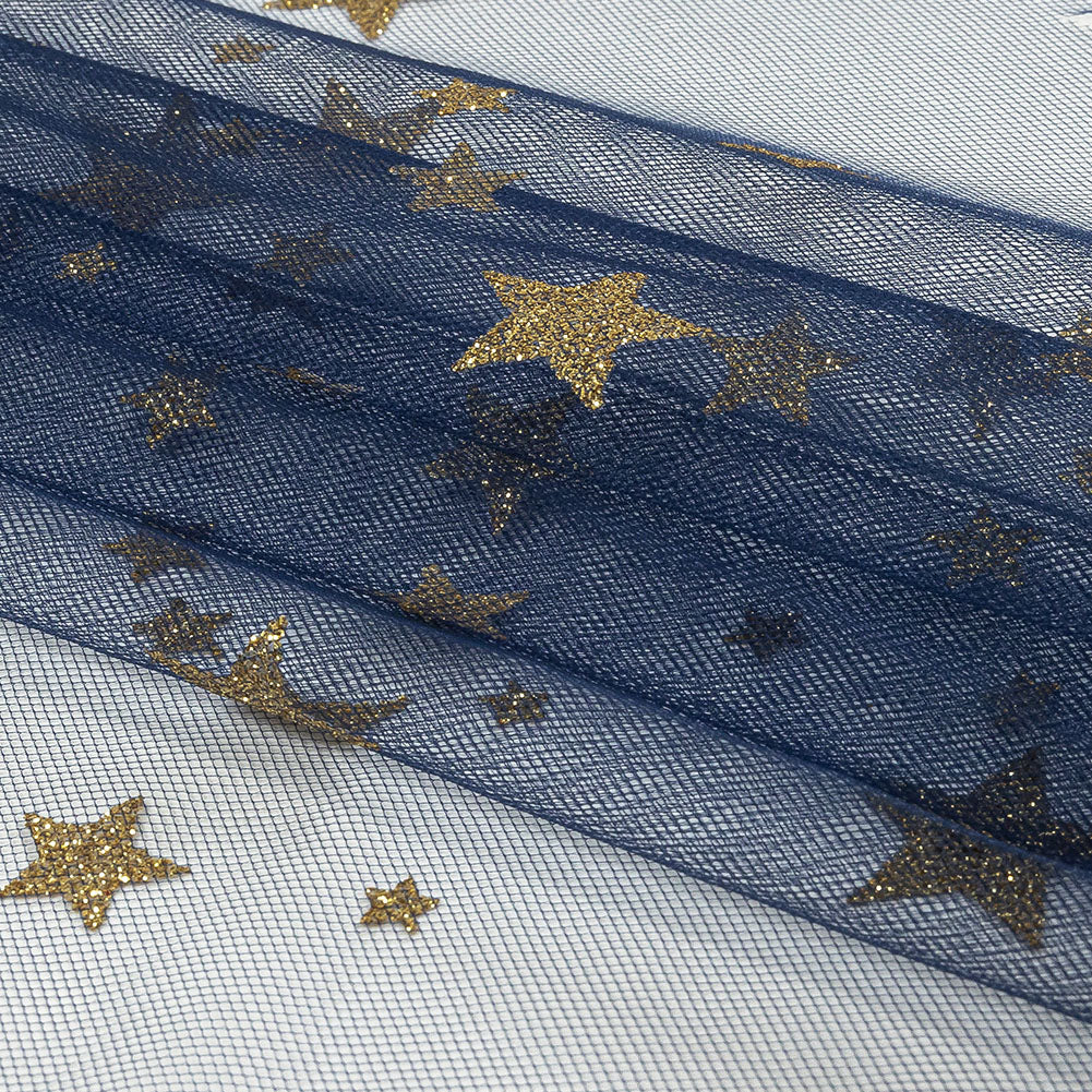Starry Glitter Tulle - Bright Navy - Folded