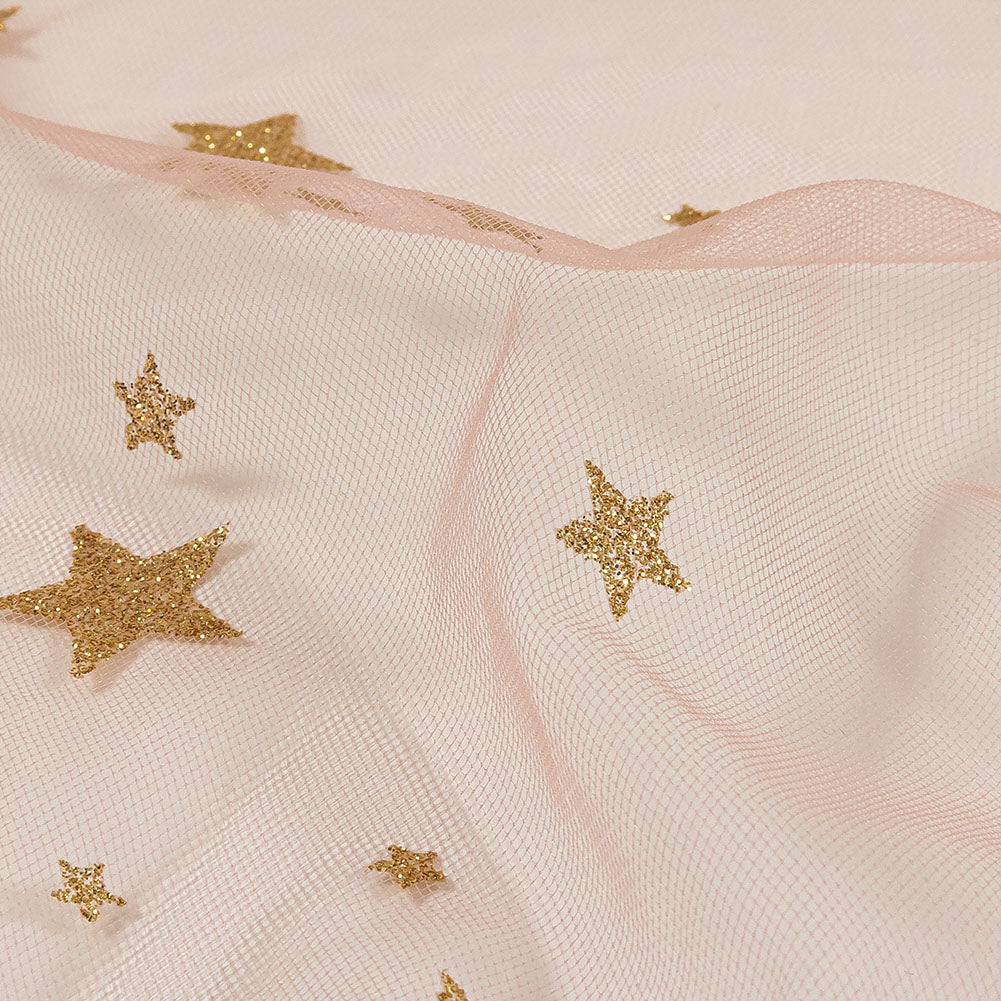 Starry Glitter Tulle - Pale Pink Folded