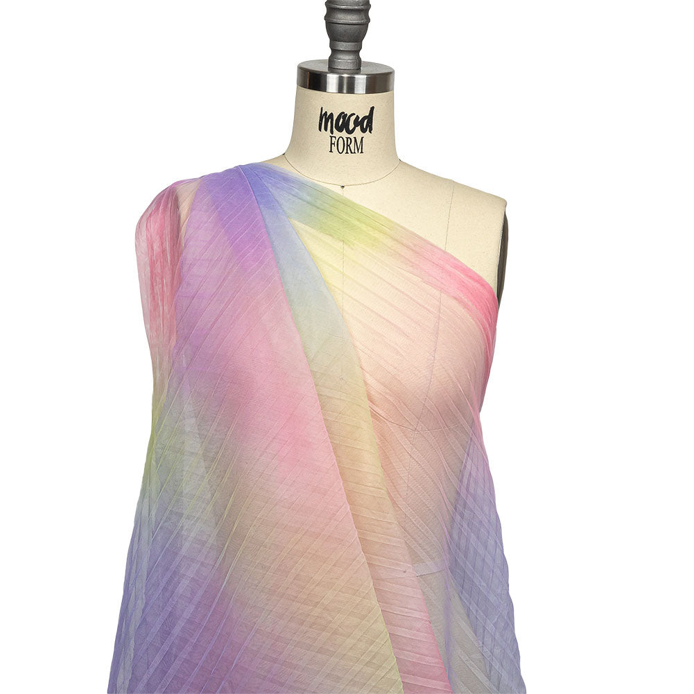 Purple, Pink and Yellow Ombre Stripes Pleated Tulle Detail