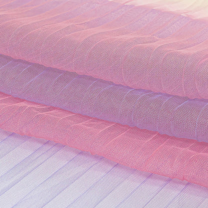 Purple, Pink and Yellow Ombre Stripes Pleated Tulle Full