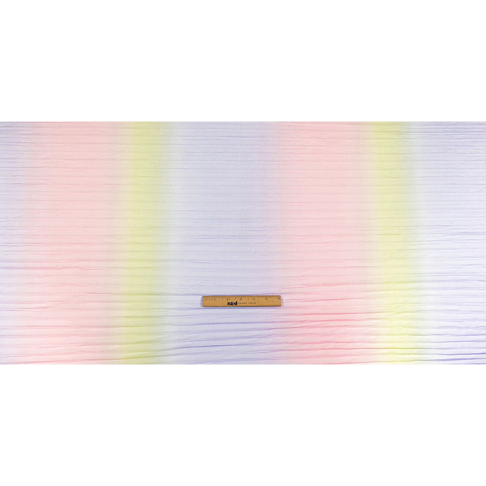 Purple, Pink and Yellow Ombre Stripes Pleated Tulle Drape