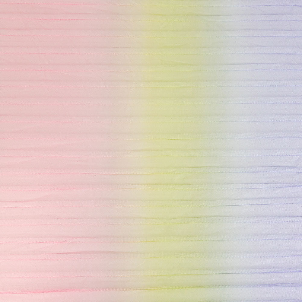 Purple, Pink and Yellow Ombre Stripes Pleated Tulle