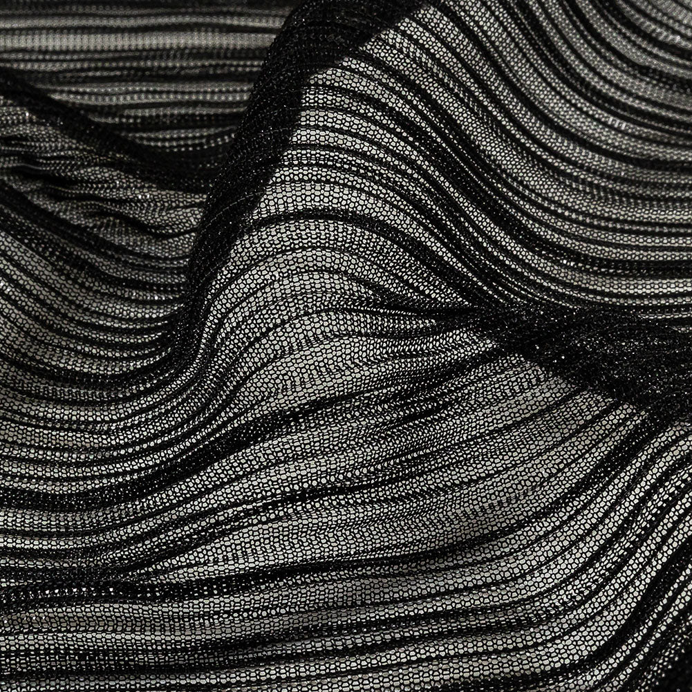 Metallic Stretch Plisse - Black - Natalia Collection Folded