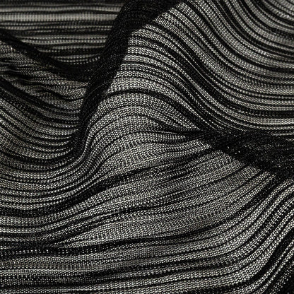 Metallic Stretch Plisse - Black - Natalia Collection Folded