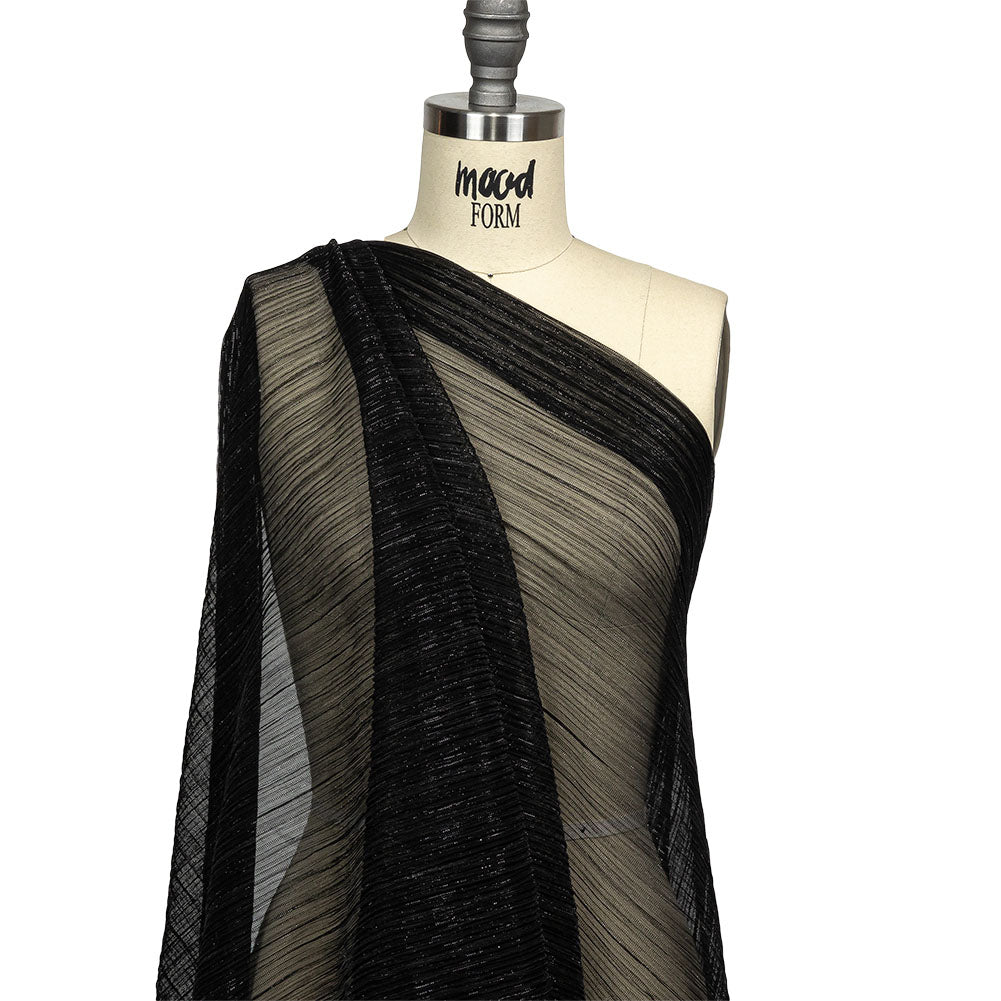 Metallic Stretch Plisse - Black - Natalia Collection Detail