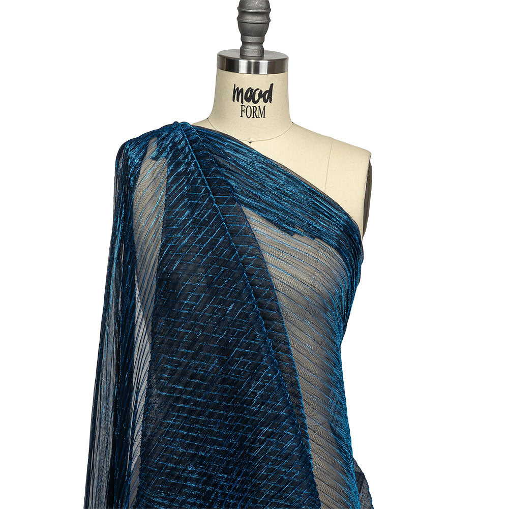 Metallic Stretch Plisse - Cobalt - Natalia Collection Detail