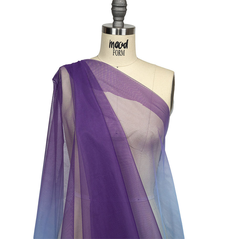 Ombre Stripes Shadow Tulle - Blue and Heliotrope - Drape