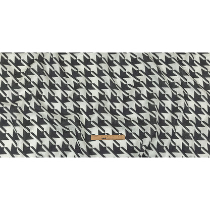 Black and White Oversized Houndstooth Printed Medium Weight Linen Woven Full