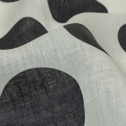 Black and White Big Polka Dots Medium Weight Linen Woven Detail
