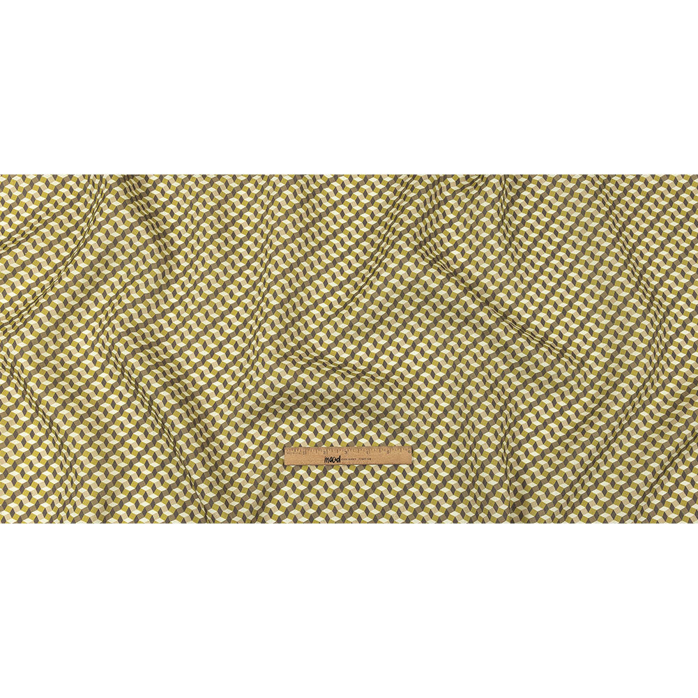 Olive, Brown and Beige Diamond Illusion Medium Weight Linen Woven Full