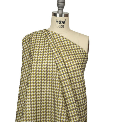 Olive, Brown and Beige Diamond Illusion Medium Weight Linen Woven Drape