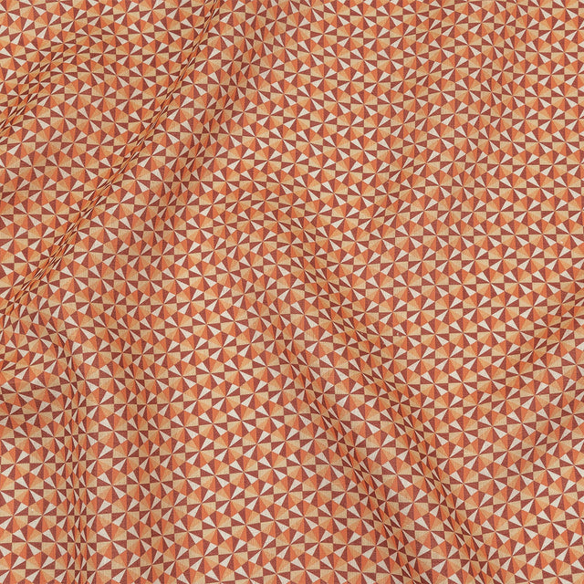 Orange, Pink and Dark Red Hexagon Pinwheels Medium Weight Linen Woven