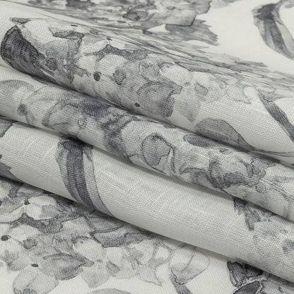 Gray and White Hydrangeas Medium Weight Linen Woven Folded