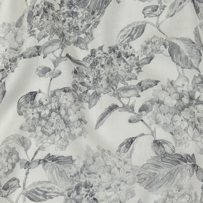 Gray and White Hydrangeas Medium Weight Linen Woven