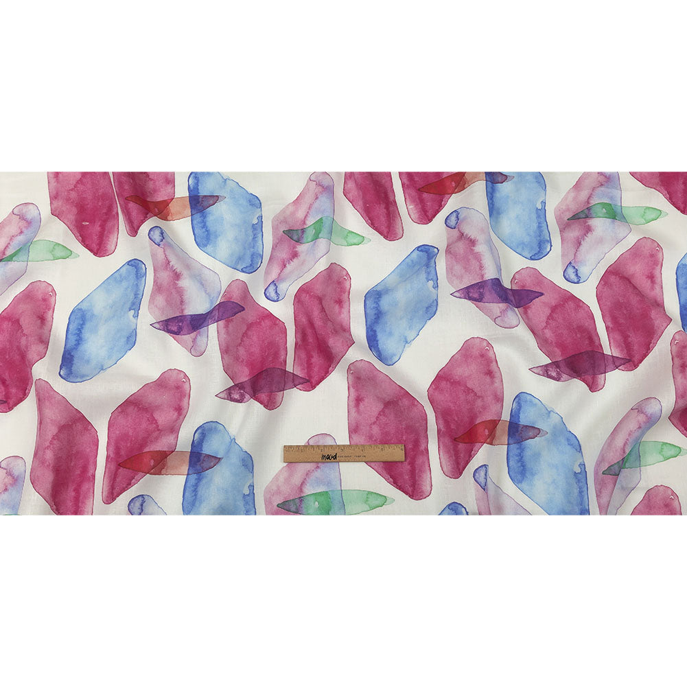 Pink, Blue and Green Painterly Geometry Medium Weight Linen Woven Full