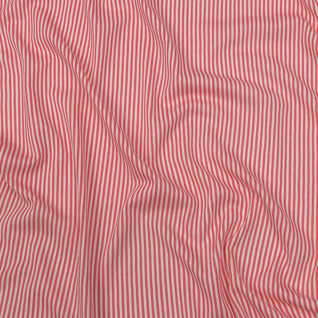 Bubblegum and White Candy Striped Cotton and Rayon Jersey