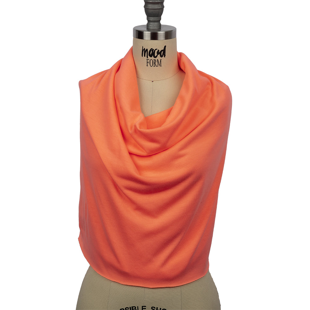 Neon Coral Recycled Polyester Jersey - Drape