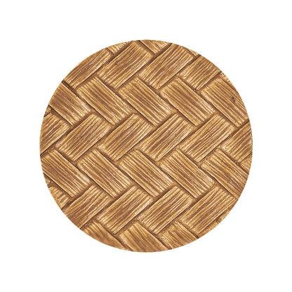 Light Wood Basketweave Shank Back Plastic Button - 44L/28mm