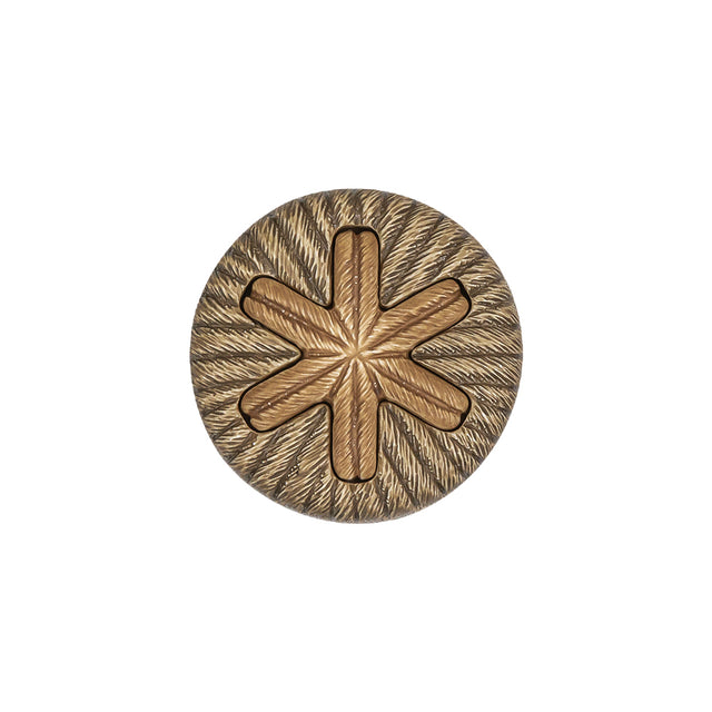 Beige and Olive Star Rope Textured Shank Back Plastic Button - 32L/20mm