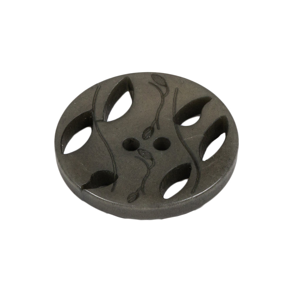 Olive Green Vines and Leaf Cutouts 2-Hole Plastic Button - 40L/25.5mm Folded