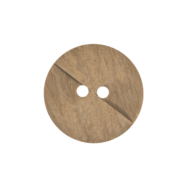Beige Wood Look Geometric Carved 2-Hole Plastic Button - 36L/23mm