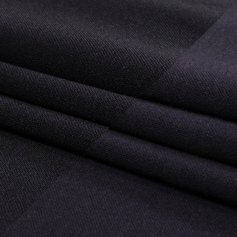Black and Navy Polyester and Cotton Double Faced Interlock Knit Folded