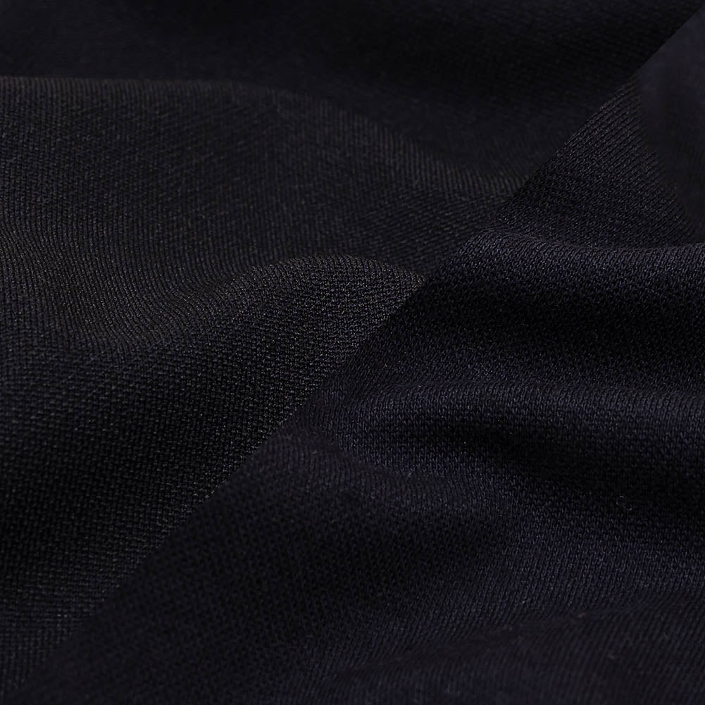 Black and Navy Polyester and Cotton Double Faced Interlock Knit Detail