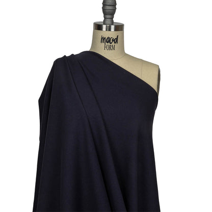 Black and Navy Polyester and Cotton Double Faced Interlock Knit Drape