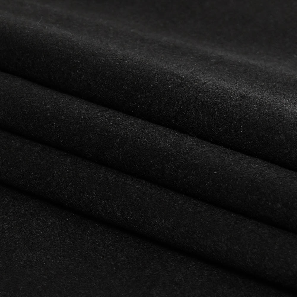 Black Brushed Wool Coating Folded