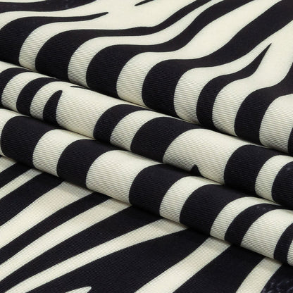 Black and Cream Zebra Stripes UV Protective Compression Swimwear Tricot with Aloe Vera Microcapsules