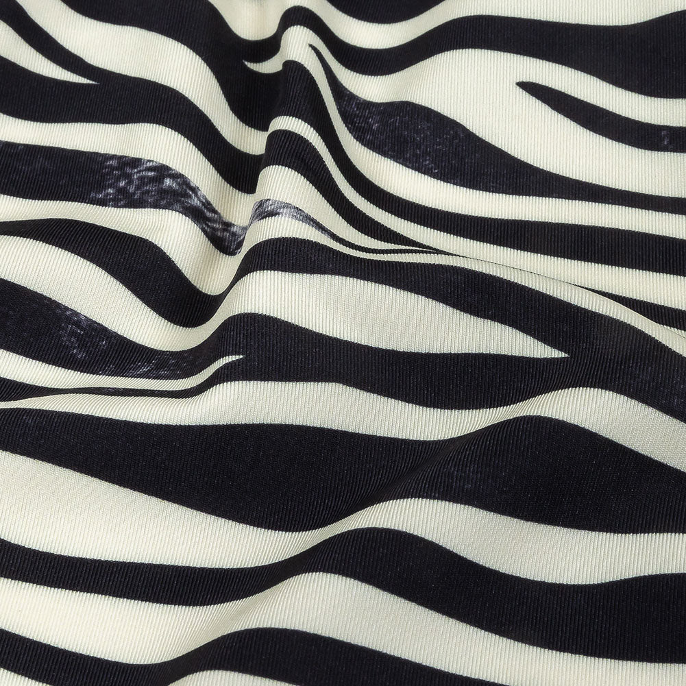 Black and Cream Zebra Stripes UV Protective Compression Swimwear Tricot with Aloe Vera Microcapsules - Detail