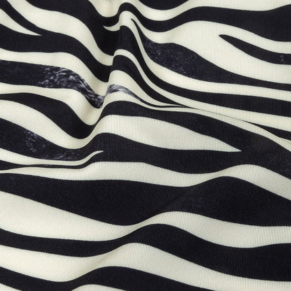 Black and Cream Zebra Stripes UV Protective Compression Swimwear Tricot with Aloe Vera Microcapsules