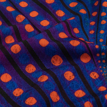 Purple, Limoges Blue and Orangeade Art Deco Feathers UV Protective Compression Swimwear Tricot with Aloe Vera Microcapsules