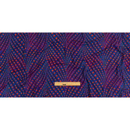 Purple, Limoges Blue and Orangeade Art Deco Feathers UV Protective Compression Swimwear Tricot with Aloe Vera Microcapsules