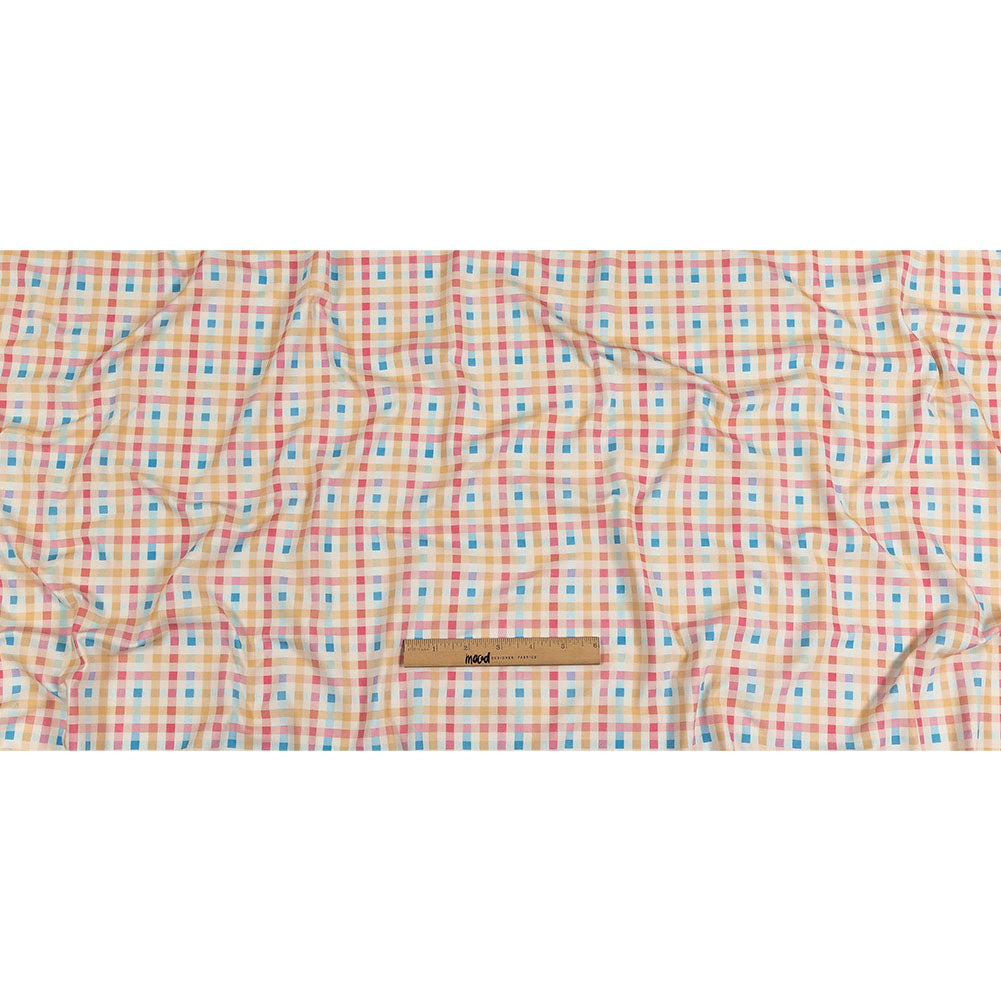 Pastel Yellow, Blue and Pink Little Checks UV Protective Compression Swimwear Tricot with Aloe Vera Microcapsules - Full
